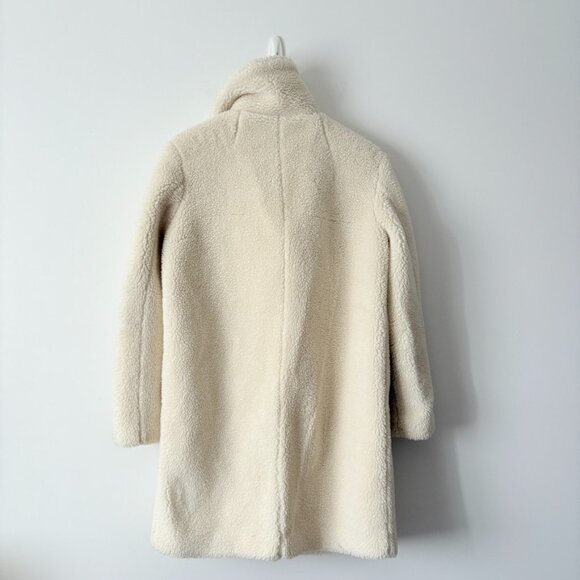 Zara Faux Fur Teddy Double Breasted Coat in Cream White Size Large - Picture 5 of 8